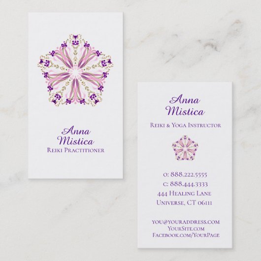 *~*エネルギー治療師の霊気のマッサージのヨガの曼荼羅 名刺 (正面/裏面)