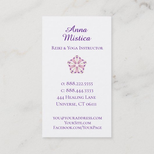 *~*エネルギー治療師の霊気のマッサージのヨガの曼荼羅 名刺 (裏面)