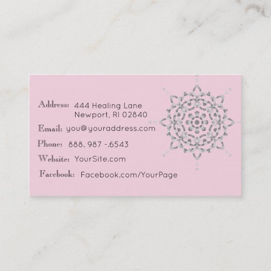 *~*エネルギー治療師の霊気のヨガのマッサージの黙想 名刺 (裏面)