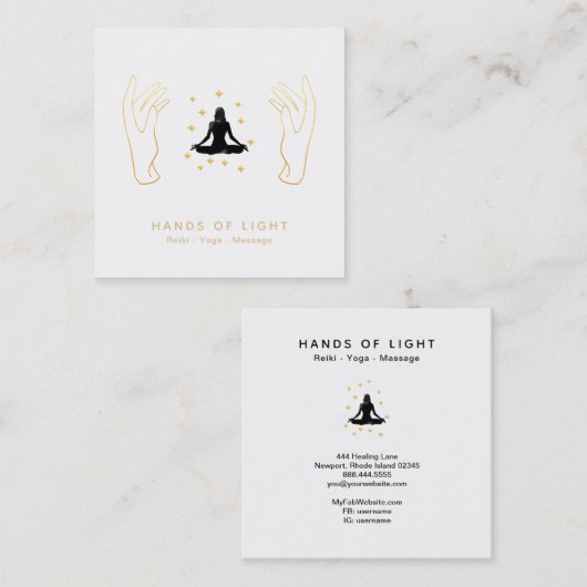 *~*エネルギー治療手の女性のはす姿勢 スクエア名刺 (正面/裏面)