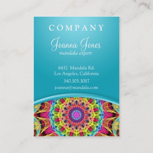 エネルギー花の曼荼羅-ぽっちゃりした青 名刺 (裏面)