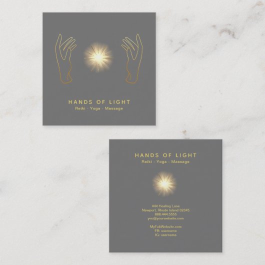 *~*エネルギー薄い灰色治療手球の霊気 スクエア名刺 (正面/裏面)
