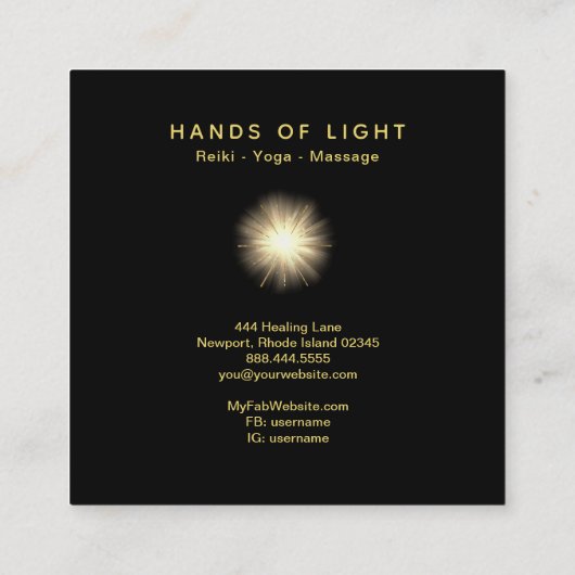 *~*エネルギー薄紫の治療手球の霊気 スクエア名刺 (裏面)