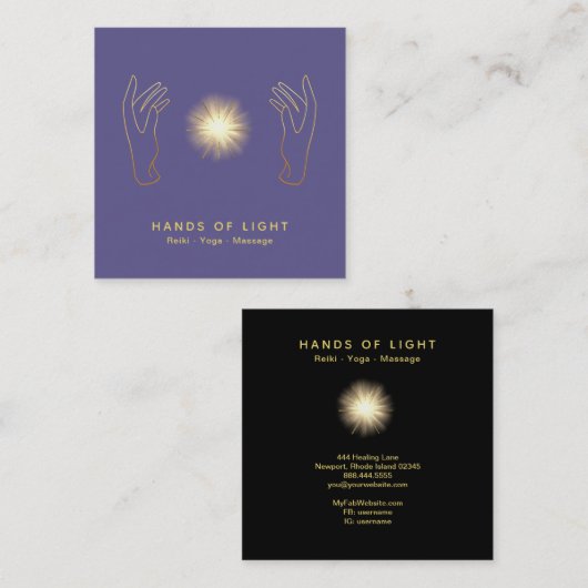 *~*エネルギー薄紫の治療手球の霊気 スクエア名刺 (正面/裏面)