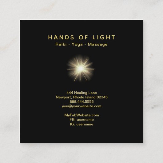 *~*エネルギー霊気ライトの治療手球 スクエア名刺 (裏面)