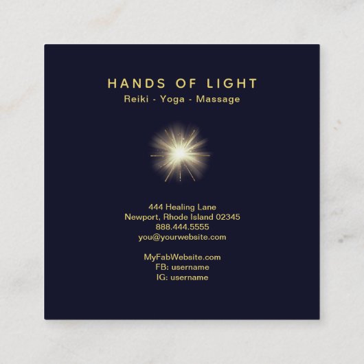 *~*エネルギー霊気ライト海軍の治療手球 スクエア名刺 (裏面)