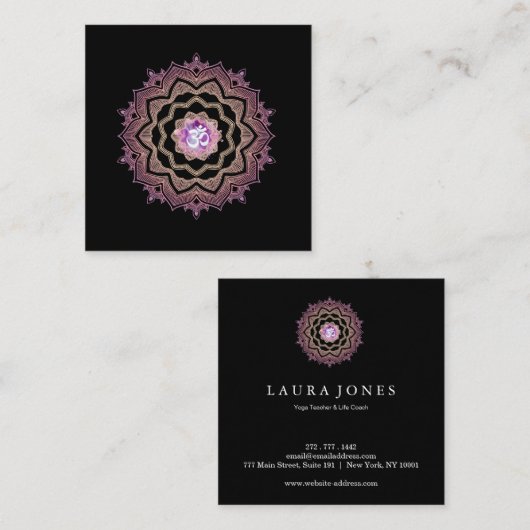 エネルモダンギー修復Lotus Mandala Omシンボル スクエア名刺 (正面/裏面)