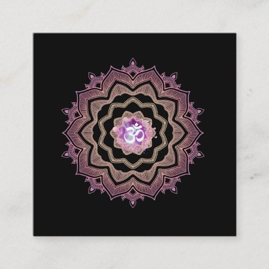 エネルモダンギー修復Lotus Mandala Omシンボル スクエア名刺 (正面)