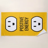 エネル前向きギーおもしろいハピースマイル壁コンセント ビーチタオル (正面)