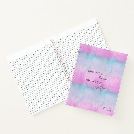 エネル前向きギー引用文パーソナライズされたピンク水色 ノートブック (内部)