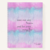 エネル前向きギー引用文パーソナライズされたピンク水色 ノートブック (正面)