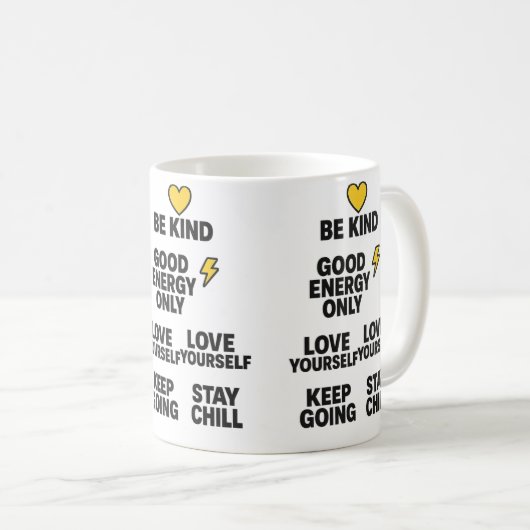 エネル前向きギー引用文ブラックマグ コーヒーマグカップ (正面右)