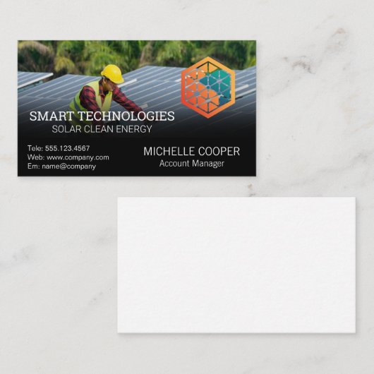 エネル太陽のギー・テクノロジーのロゴ |技術者 名刺 (正面/裏面)