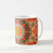 エネル鮮やかギー色：マンダラデザイン。 コーヒーマグカップ (正面右)