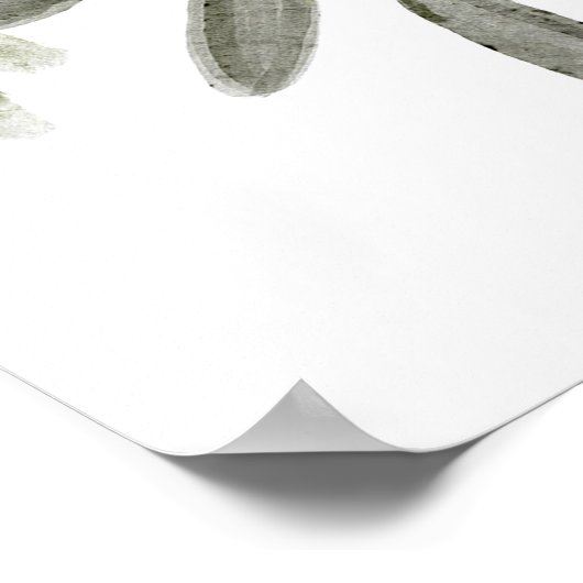 エバエレガントグリーンと冬の花模様ベビーへようこそ ポスター (角)