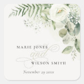 エバエレガントナのユーカリの緑の結婚葉 スクエアシール (正面)