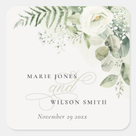 エバエレガントナのユーカリの緑の結婚葉 スクエアシール