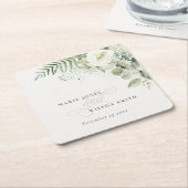 エバエレガントナのユーカリの緑の結婚葉 スクエアペーパーコースター (アングル)