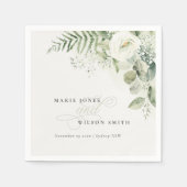 エバエレガントナのユーカリの緑の結婚葉 スタンダードカクテルナプキン (正面)