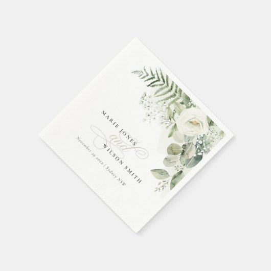 エバエレガントナのユーカリの緑の結婚葉 スタンダードカクテルナプキン (角)