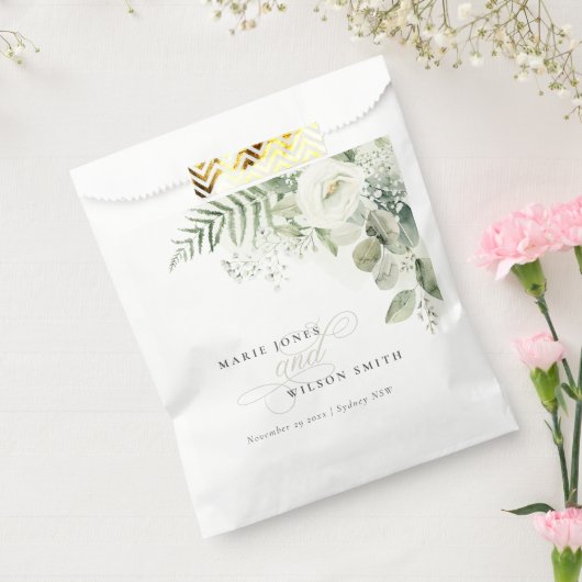 エバエレガントナのユーカリの緑の結婚葉 フェイバーバッグ (封をした状態)