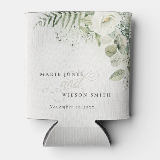 エバエレガントナのユーカリの緑の結婚葉 缶クーラー (正面)