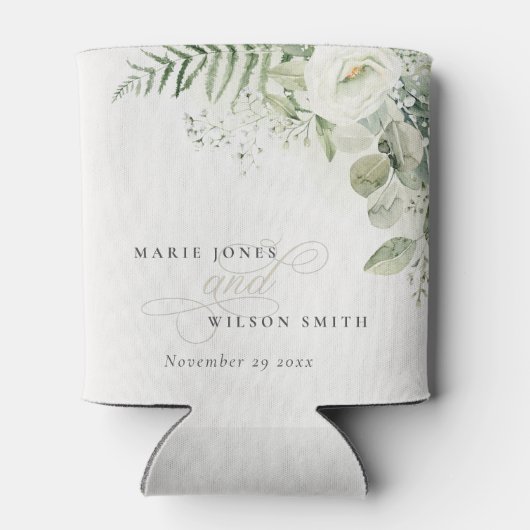 エバエレガントナのユーカリの緑の結婚葉 缶クーラー (裏面)