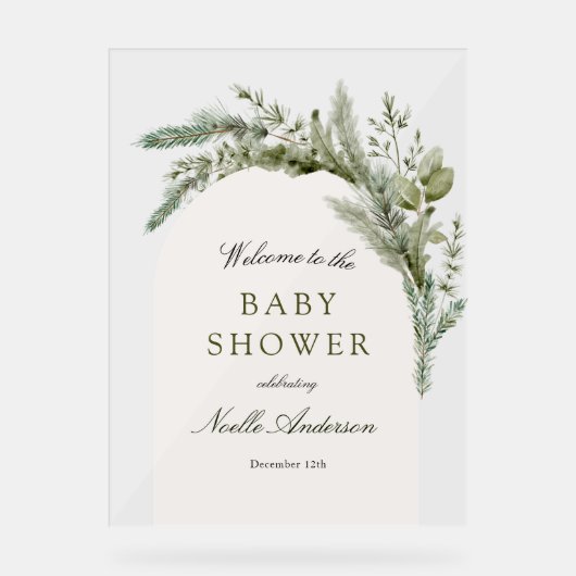 エバエレガントーグリーンアーチベイビーシャワーウェルカム アクリルサイン (正面)