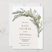 エバエレガントーグリーンアーチベビーシャワー 招待状 (正面)