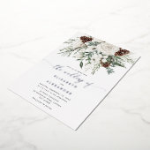 エバエレガントーグリーンウィンターウェディングシルバー 箔招待状 (回転した状態)