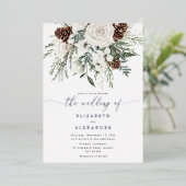 エバエレガントーグリーンウィンターウェディングシルバー 箔招待状 (立ち正面)