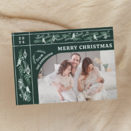 エバエレガントーグリーンガーランドモダン写真クリスマス シーズンカード