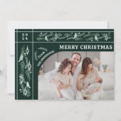 エバエレガントーグリーンガーランドモダン写真クリスマス シーズンカード (正面)