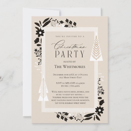 エバエレガントーグリーンツリー&フローラクリスマスパーティー 招待状 (正面)