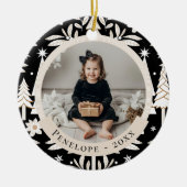 エバエレガントーグリーンツリー&フローラフォトクリスマス セラミックオーナメント (正面)