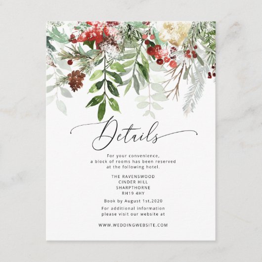 エバエレガントーグリーン冬の結婚式詳細 エンクロージャーカード (正面)