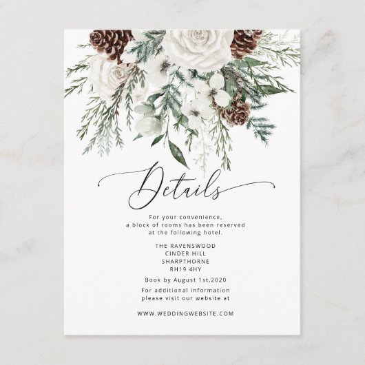 エバエレガントーグリーン冬の結婚式詳細 エンクロージャーカード (正面)