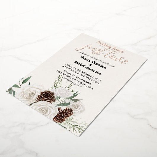 エバエレガントーグリーン冬の金ゴールド結婚ズ 箔招待状 (回転した状態)