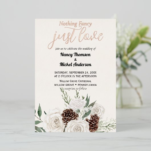 エバエレガントーグリーン冬の金ゴールド結婚ズ 箔招待状 (立ち正面)