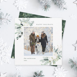 エバエレガントーグリーン&コットンフラワーフォトスクエア シーズンカード