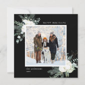 エバエレガントーグリーン&コットンフラワーフォトブラック シーズンカード (正面)