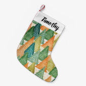 エバカラフルーグリーンクリスマスツリーの森 スモールクリスマスストッキング (正面 (吊り時))