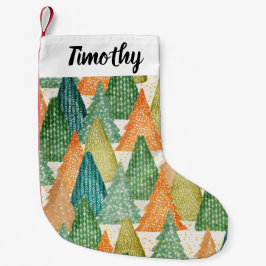 エバカラフルーグリーンクリスマスツリーの森 スモールクリスマスストッキング