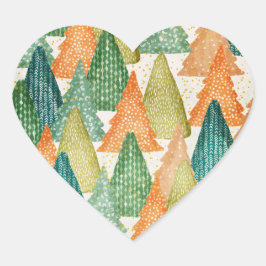 エバカラフルーグリーンクリスマスツリーの森 ハートシール