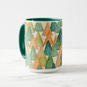 エバカラフルーグリーンクリスマスツリーの森 マグカップ (正面左)