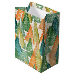 エバカラフルーグリーンクリスマスツリーの森 ミディアムペーパーバッグ