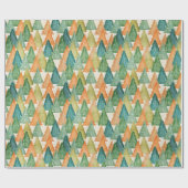 エバカラフルーグリーンクリスマスツリーの森 ラッピングペーパー (フラット)