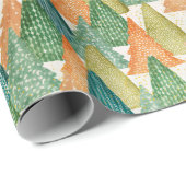 エバカラフルーグリーンクリスマスツリーの森 ラッピングペーパー (ロールコーナー)