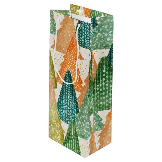 エバカラフルーグリーンクリスマスツリーの森 ワインギフトバッグ (正面アングル)