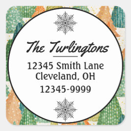 エバカラフルーグリーンクリスマス差出人住所 スクエアシール